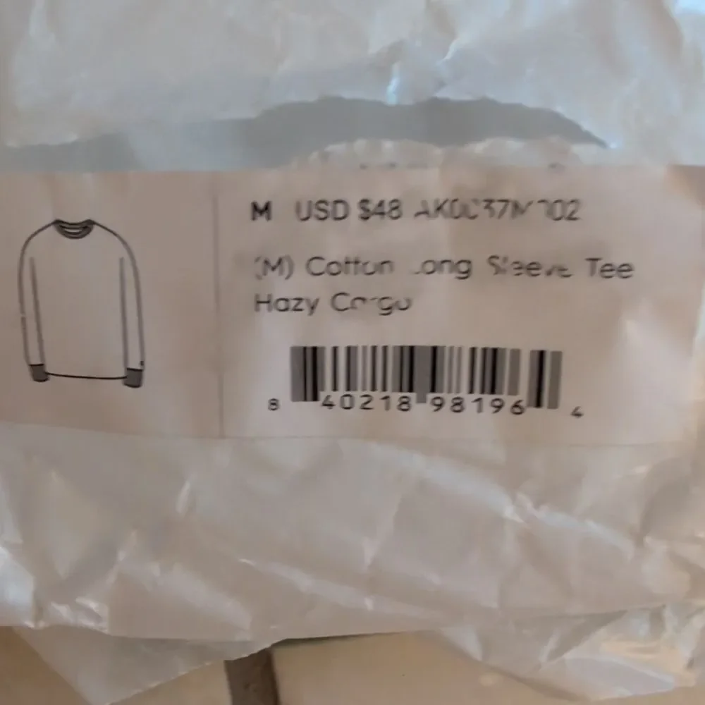 NWT Allbirds Cotton Long Sleeve Tee Hazy Cargo Green Size M